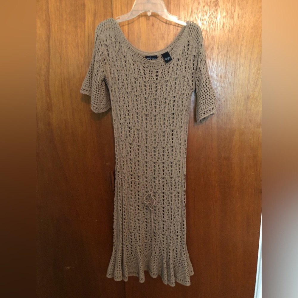Moda International taupe crocheted dress